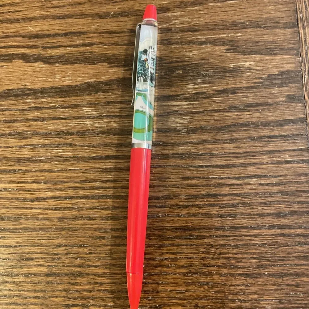 Vintage Floaty Ballpoint Pen Mickey Mouse Walt Disney World Epcot Red